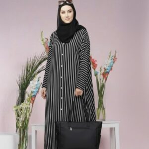 black back lining abaya with back stollar & matching bag combo for women | elegant modest wear – 9rangi collection