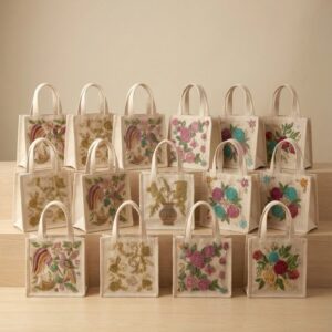 Home embroidered tote hand bags with matching dresses | elegant women combo collection – 9rangi collection