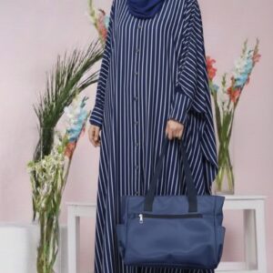 blue lining abaya with matching stollar & hand bag for women | elegant modest wear – 9rangi collection