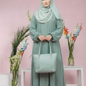 ferozi umbrella style abaya with matching leather bag & stollar – 3 button front modest wear | buy abaya online in pakistan