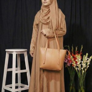 light brown button abaya with matching handbag – elegant everyday modest wear | buy abaya online in pakistan